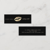 モダンシンプル金ゴールド唇、メイクアップアーティスト スキニー名刺 (正面/裏面)