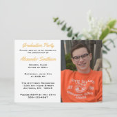 モダンシンプル金ゴールド白黒の卒業写真 招待状 (スタンド正面)