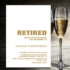 モダンシンプル金ゴールド退職パーティーモダン 招待状