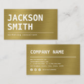 モダンシンプル金ゴールド金属プロフェッショナル 名刺 (正面/裏面)