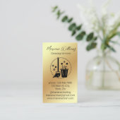 モダンシンプル金ゴールド金属洗浄サービスロゴ 名刺 (スタンド正面)