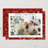 モダンシンプル金ゴールド | 家族の写真クリスマス シーズンカード (正面/裏面)