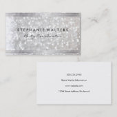 モダンシンプル金属銀およびグリッター 名刺 (正面/裏面)