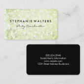 モダンシンプル金属銀およびグリッター 名刺 (正面/裏面)