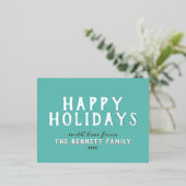 モダンシンプル銀フォイルタイポグラフィファミリーハッピーエンド 箔シーズンポストカード (立ち正面)