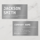 モダンシンプル銀金属プロフェッショナル 名刺 (正面/裏面)