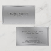 モダンシンプル銀金属背景の外観 名刺 (正面/裏面)