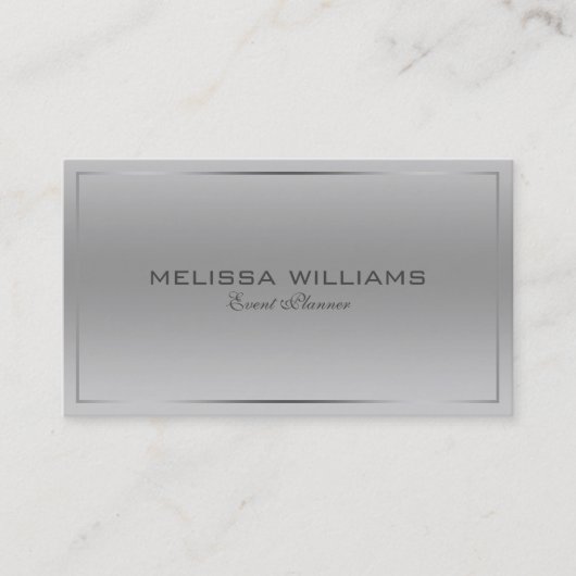 モダンシンプル銀金属背景の外観 名刺 (正面)