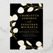 モダンシンプル離れ白黒金ゴールド 箔招待状 (正面)