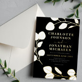 モダンシンプル離れ白黒金ゴールド 箔招待状