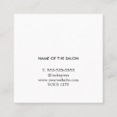 モダンシンプル青い白いストライプヘアスタはっきりしたリスト スクエア名刺 (裏面)
