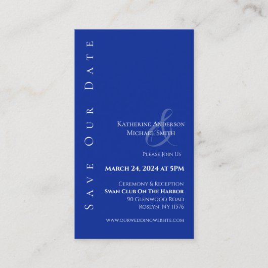 モダンシンプル青と白 – 日付を保存 –  名刺 (正面)