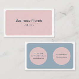 モダンシンプル青ピンクのミニマル水平 名刺