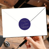 モダンシンプル青差出人住所シール ラウンドシール