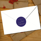 モダンシンプル青差出人住所シール ラウンドシール