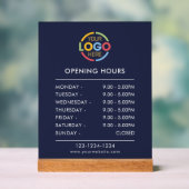 モダンシンプル青 | ビジネスロゴ営業時間 アクリルサイン (ニュートラル)