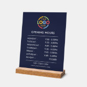 モダンシンプル青 | ビジネスロゴ営業時間 アクリルサイン (傾斜)