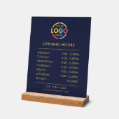 モダンシンプル青 | ビジネスロゴ営業時間 アクリルサイン (傾斜)