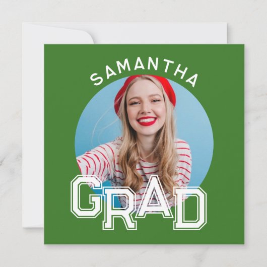 モダンシンプル高校卒業写真卒業 招待状 (正面)