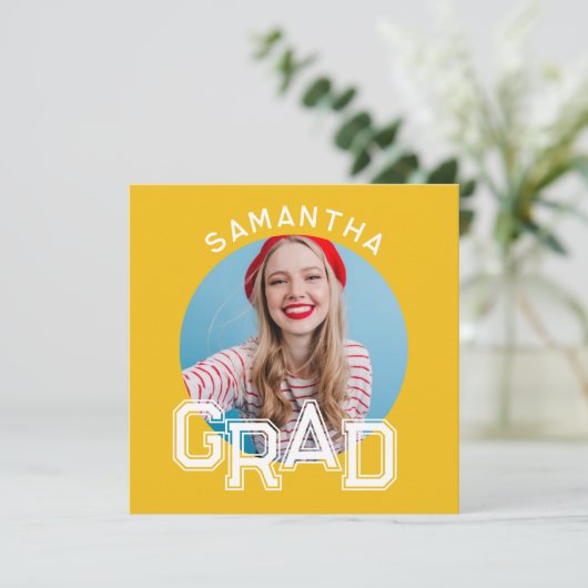 モダンシンプル高校卒業写真卒業 招待状 (スタンド正面)