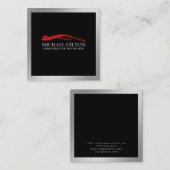 モダンシンプル高級車の輪郭シルバー スクエア名刺 (正面/裏面)