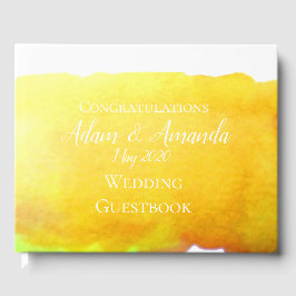 モダンシンプル黄色の水の色の結婚芸術 ゲストブック