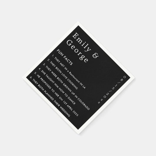 モダンシンプル黒と白のおもしろいの事実結婚 スタンダードカクテルナプキン (角)