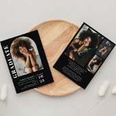 モダンシンプル黒と白のアーチ写真卒業 招待状