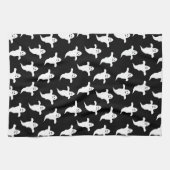 モダンシンプル黒と白の幽霊ハロウィーン キッチンタオル (横)