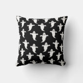 モダンシンプル黒と白の幽霊ハロウィーン クッション (裏面)