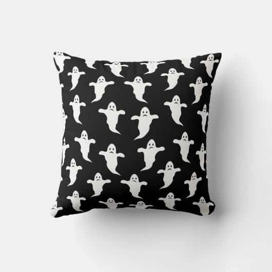 モダンシンプル黒と白の幽霊ハロウィーン クッション (裏面)