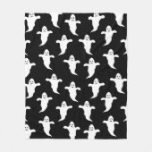 モダンシンプル黒と白の幽霊ハロウィーン フリースブランケット (正面)