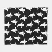 モダンシンプル黒と白の幽霊ハロウィーン フリースブランケット (正面(横))