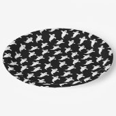 モダンシンプル黒と白の幽霊ハロウィーン ペーパープレート (アングル)