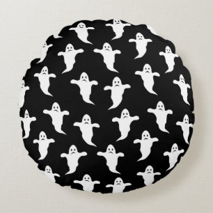 モダンシンプル黒と白の幽霊ハロウィーン ラウンドクッション