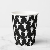 モダンシンプル黒と白の幽霊ハロウィーン 紙コップ (正面)