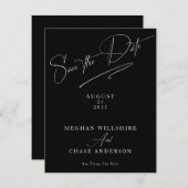 モダンシンプル黒と白 招待状 (正面/裏面)