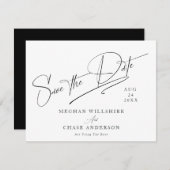 モダンシンプル黒と白 招待状 (正面/裏面)