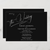 モダンシンプル黒と白 招待状 (正面/裏面)