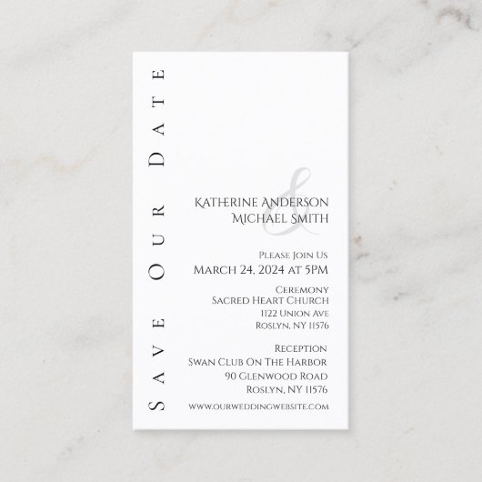 モダンシンプル黒と白 – 日付を保存 –  名刺 (正面)