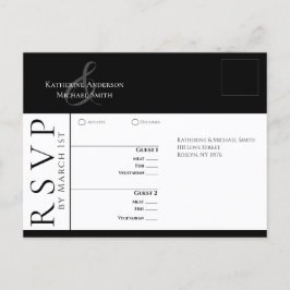 モダンシンプル黒と白 – RSVP-結婚s- ポストカード