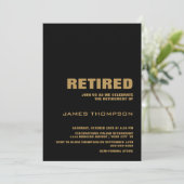 モダンシンプル黒と金ゴールドの退職パーティー 招待状 (スタンド正面)