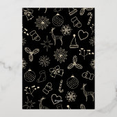 モダンシンプル黒と金ゴールドエレガントクリスマスパーティー 箔招待状 (裏面)