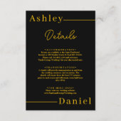 モダンシンプル黒と金ゴールドエレガントシック結婚ズ エンクロージャーカード (正面)