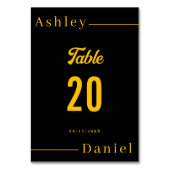 モダンシンプル黒と金ゴールドエレガントシック結婚ズ テーブルナンバー (正面)