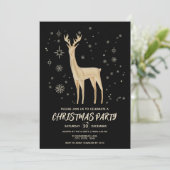 モダンシンプル黒と金ゴールドエレガント鹿クリスマス 招待状 (スタンド正面)