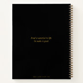 モダンシンプル黒と金ゴールドモノグラムレシピ ノートブック (裏面)