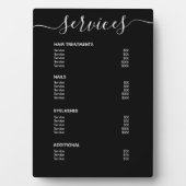 モダンシンプル黒サロン価格表サービス・メニュー フォトプラーク (正面)