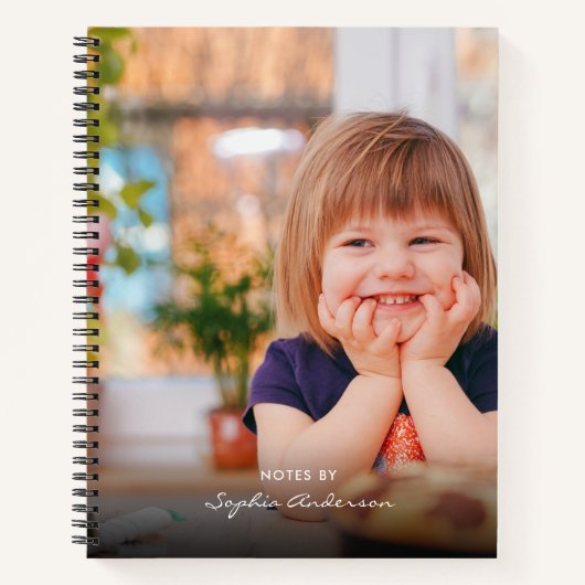 モダンシンプル黒フォトスクリプトモノグラム ノートブック (正面)