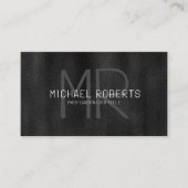 モダンシンプル黒ミニマル質感モノグラーム 名刺 (正面)